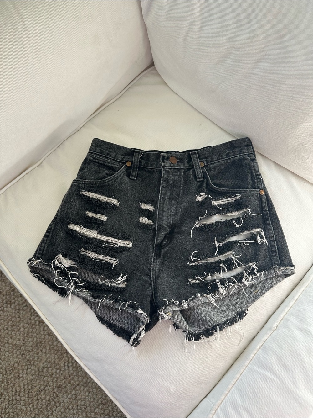 Wrangler Black Distressed High-Waist Jean Shorts